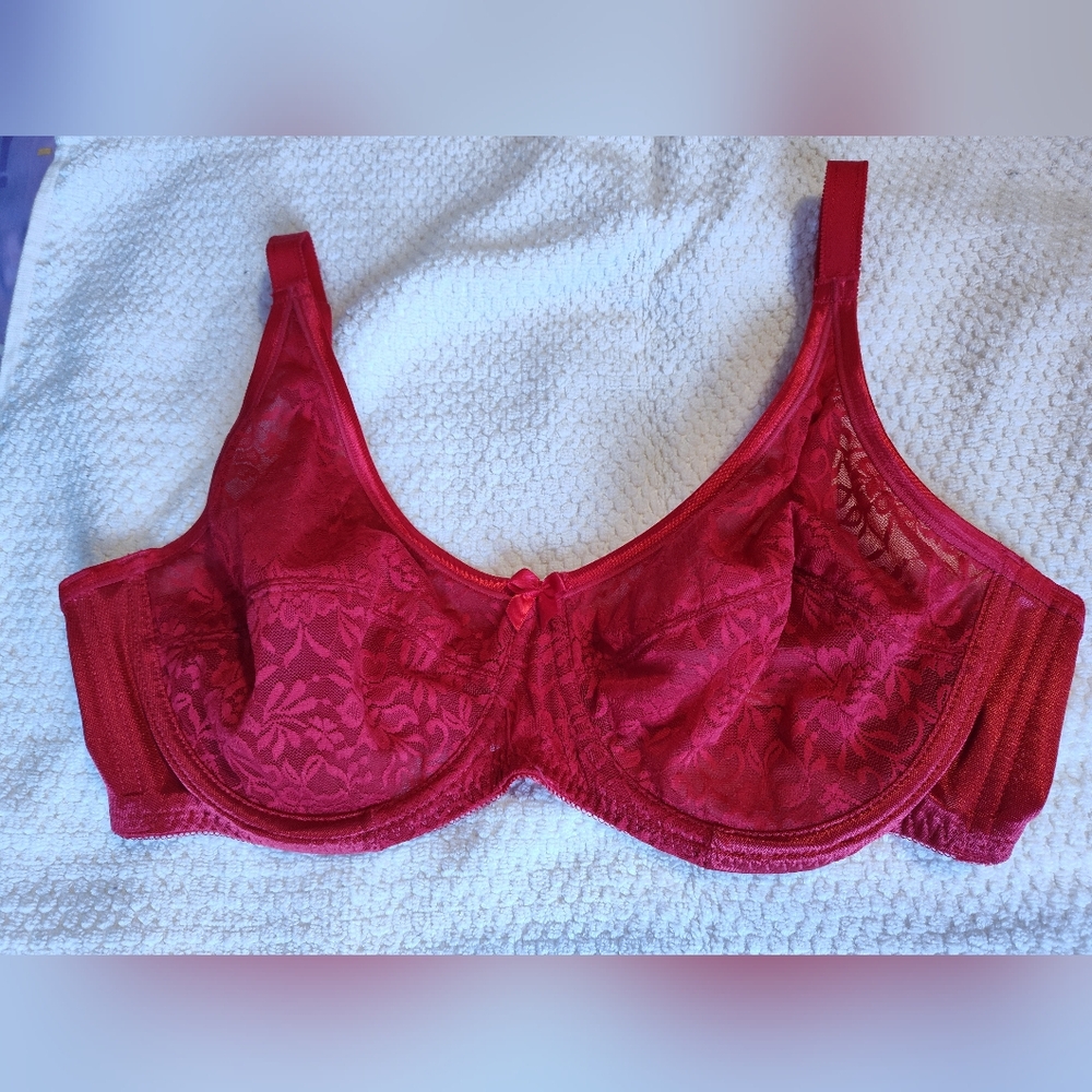 Elegant Red Lace Underwire Bra